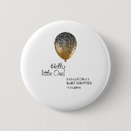 Elegante Babyparty Goldene Ballons Button
