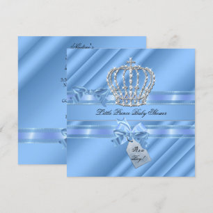 Elegante Babyparty Junge Blau Kleiner Prinz Krone Einladung
