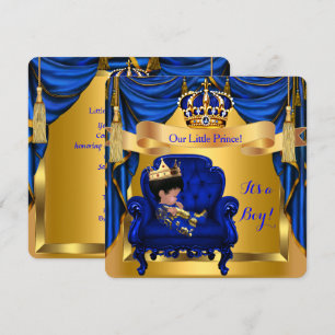 Elegante Babyparty Junge Prinz Königlich Blau Gold Einladung