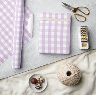 Elegante Babyparty Pastell-Lila Gingham und Karo Geschenkpapier