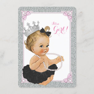 Elegante Babyparty Prinzessin-Black Tutu Pearl Einladung
