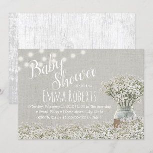 Elegante Baby's Breath Lichterkette Baby Shower Einladung