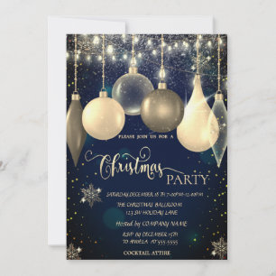 Elegante Bälle, Blaue Weihnachtslichter  Einladung