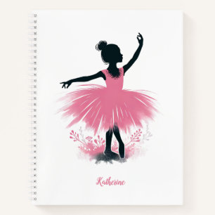 Elegante Ballerina Silhouette Ballet Notizbuch