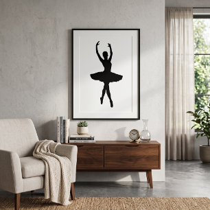 Elegante Ballerina-Silhouette Grazievolle Balletpo Poster