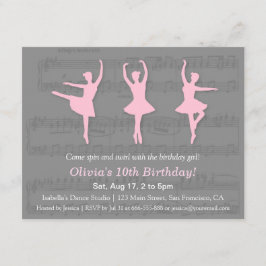 Elegante Ballerina Tanz Einladung zum Geburtstag