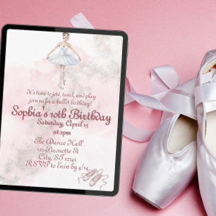 Elegante Ballerina und stardust Geburtstagsparty Einladung