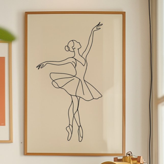 Elegante Ballet Dancer Line Kunst, Minimalistisch Poster (Minimalist art )