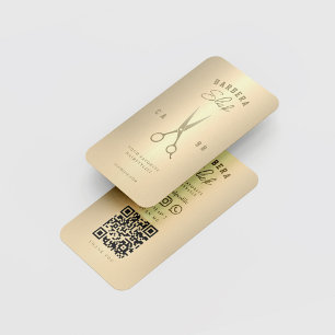 Elegante Barbershop Hairstylist Gold Scissors Visitenkarte