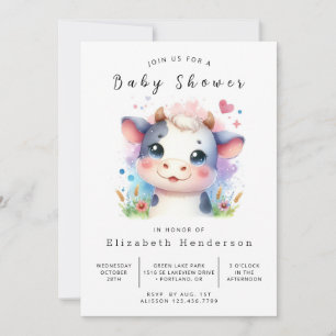 Elegante Barn Calf Cow Baby Dusche Einladung