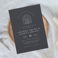 Elegante Barn Illustration Farm House Wedding