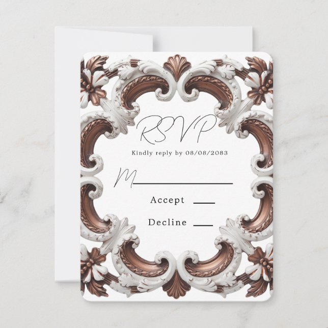 Elegante Barock Rokoko Style Wedding RSVP Karte (Vorderseite)