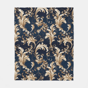 Elegante Barock- und Damast-Dekoration: Vintage-Or Fleecedecke