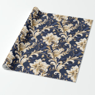 Elegante Barock- und Damast-Dekoration: Vintage-Or Geschenkpapier