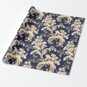 Elegante Barock- und Damast-Dekoration: Vintage-Or Geschenkpapier