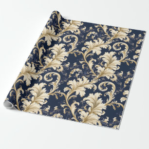 Elegante Barock- und Damast-Dekoration: Vintage-Or Geschenkpapier