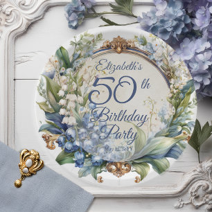 Elegante barocke Blumenrahmen 50. Geburtstagsparty Pappteller