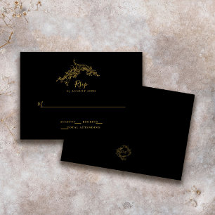 Elegante barocke Chinoiserie Vintage Gold/Schwarz RSVP Karte