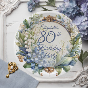 Elegante barocke Flora Frame 80. Geburtstagsparty Pappteller