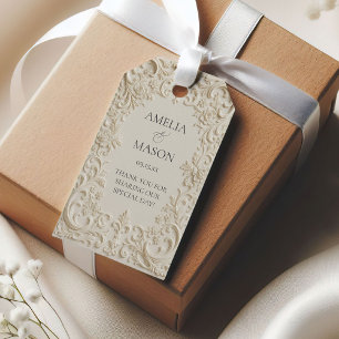Elegante barocke geprägte Hochzeit Geschenkanhänger