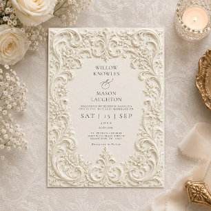 Elegante barocke Hochzeit mit Vintage-Schriftrolle Einladung
