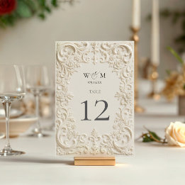 Elegante barocke Hochzeit Tischnummer