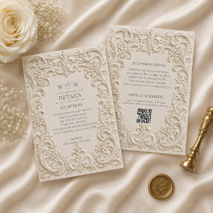 Elegante barocke Hochzeit Vintage-Beilagekarte Begleitkarte