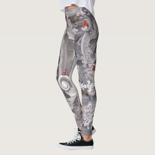Elegante barocke Marmorsäule & Rote Marienkäfer Ku Leggings