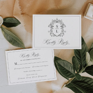 Elegante barocke Wappeneinitialien-Hochzeit RSVP Karte