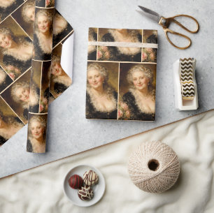 Elegante Barockfrau in tief ausgeschnittenem Kleid Geschenkpapier