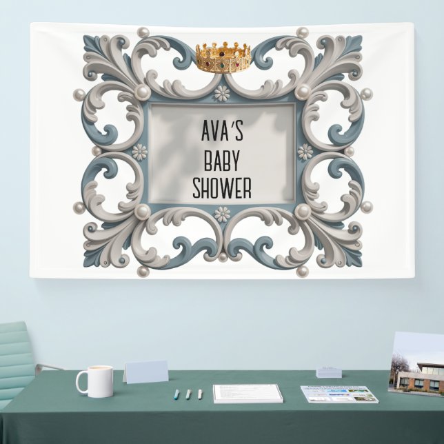 Elegante Baroque Baby Boy Dusche Banner (Messe)