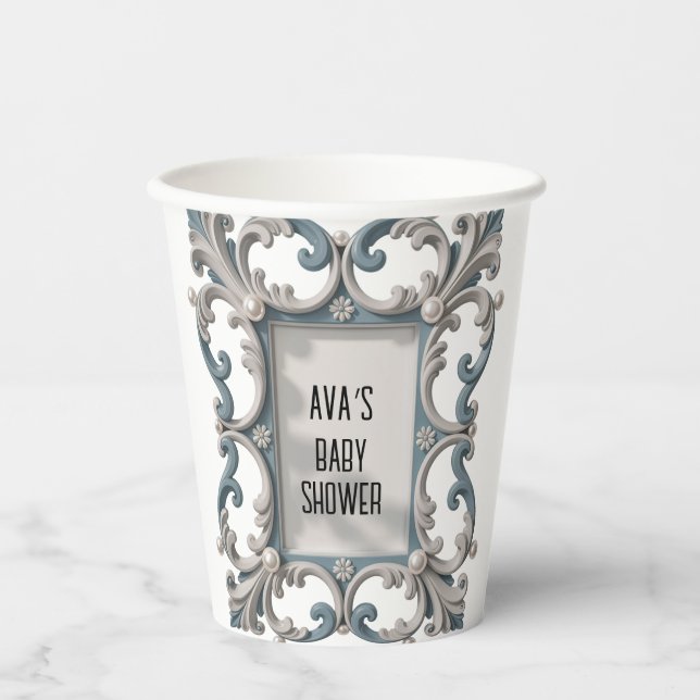 Elegante Baroque Baby Boy Dusche Pappbecher (Vorderseite)
