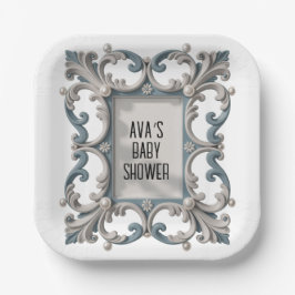 Elegante Baroque Baby Boy Dusche Pappteller