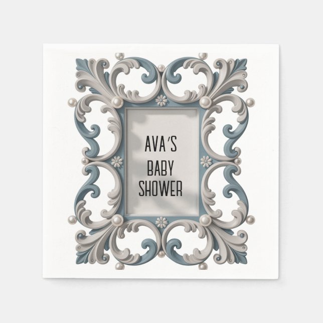 Elegante Baroque Baby Boy Dusche Serviette (Vorderseite)