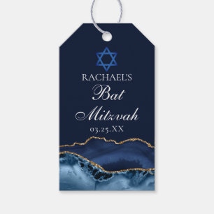 Elegante Bat-Mizwa-Party Custom Navy Blau Gold Geschenkanhänger