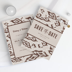 Elegante Batik-Schönheit: Vintage-Braun Save-the-D Save The Date