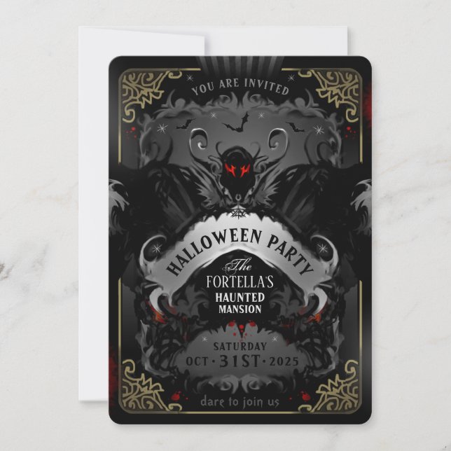 Elegante Batty Delight Halloween-Party Einladung (Vorderseite)