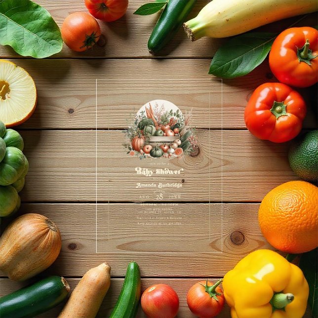 Elegante Bauern Market Baby Shower Acryleinladungen (Elegant Farmers Market Baby Shower Acrylic Invitations)