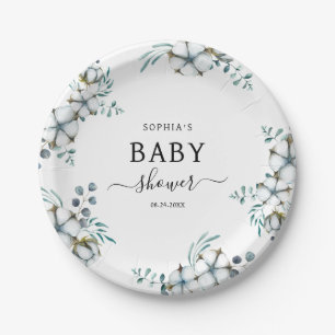 Elegante Baumwolle Blume botanische Babydusche Pappteller