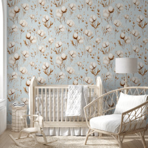 Elegante Baumwollmuster-Blume neutral Tapete