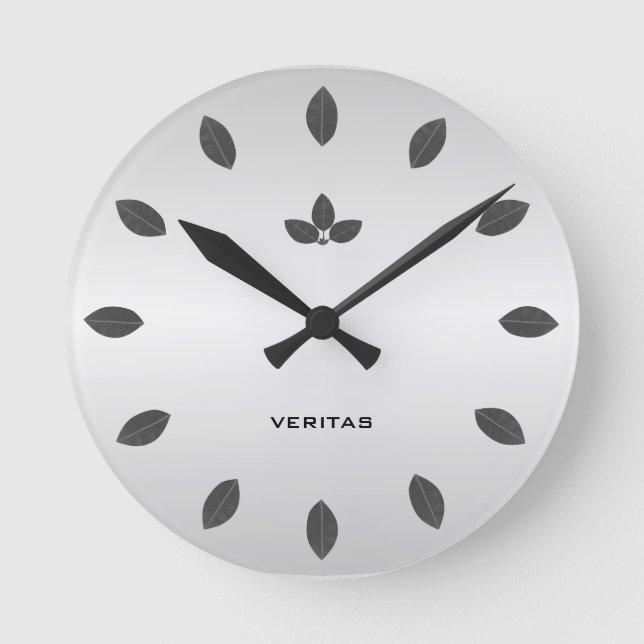 Elegante Bay Tree Blätter Runde Wanduhr (Vorderseite)