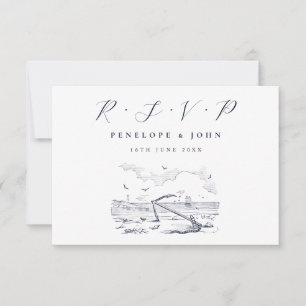 Elegante Beach Anchor Hochzeit RSVP Karte