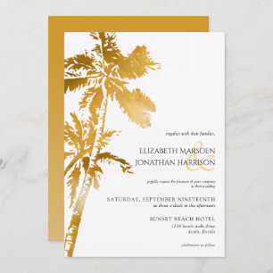 Elegante Beach Palm Trees Gold Tropical Einladung