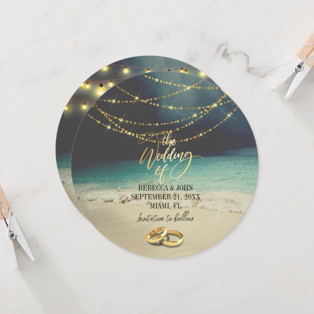 Elegante Beach Summer Wedding Einladung (Vorderseite/Rückseite Beispiel)