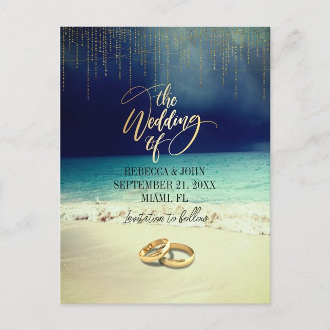 Elegante Beach Summer Wedding Postkarte (Vorderseite)