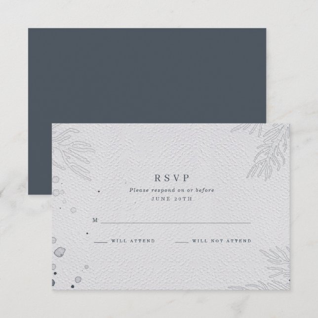 Elegante Beach Wedding UAWG RSVP Karte (Vorne/Hinten)