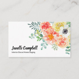 Elegante Beautiful Watercolor Floral Business Card Visitenkarte