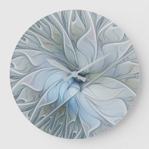 Elegante Beauty Modernes Abstraktes Fraktal Blume Große Wanduhr