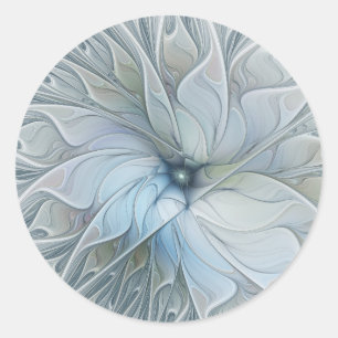 Elegante Beauty Modernes Abstraktes Fraktal Blume Runder Aufkleber