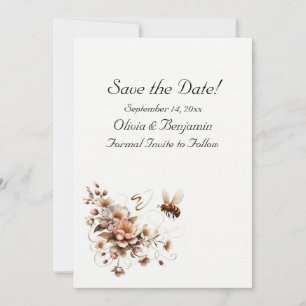 Elegante Bee & Floral Save-the-Date-Karte Einladung
